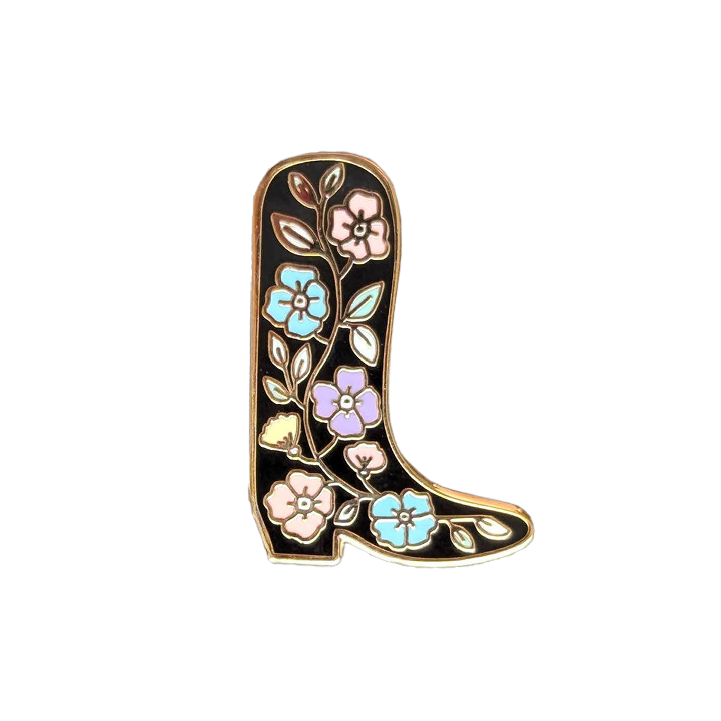 Folk Floral Cowboy Boot Enamel Pin