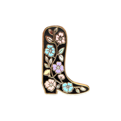 Folk Floral Cowboy Boot Enamel Pin