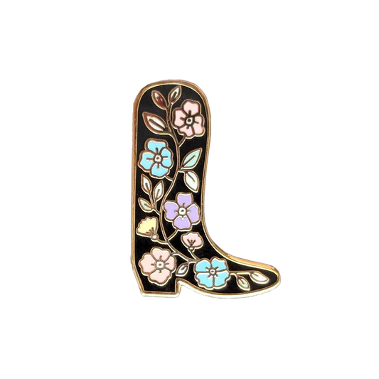 Folk Floral Cowboy Boot Enamel Pin
