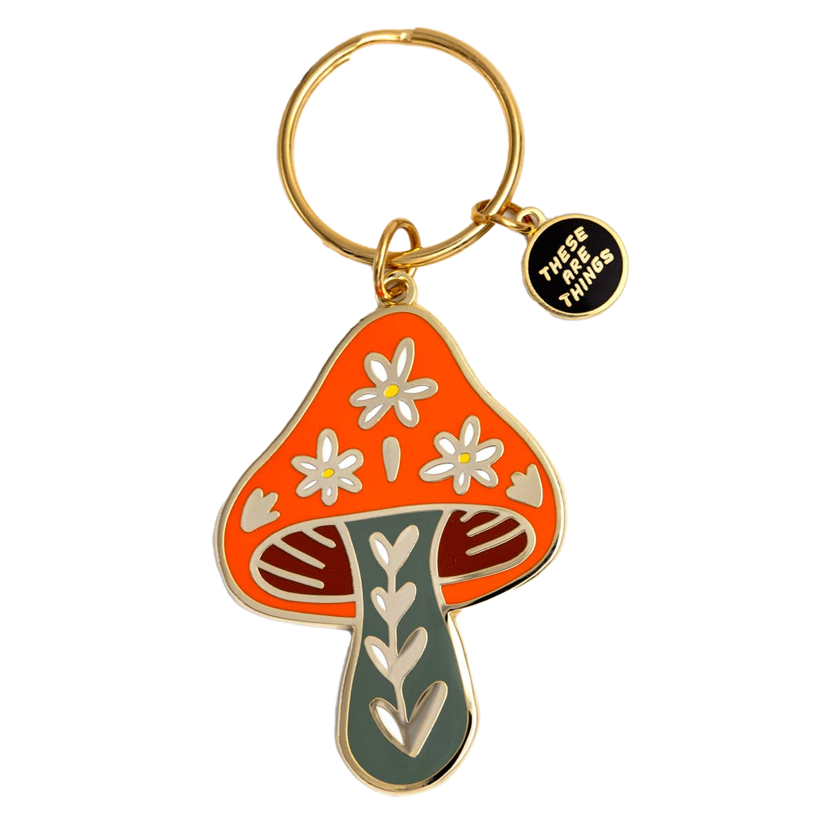 Floral Mushroom Enamel Keychain