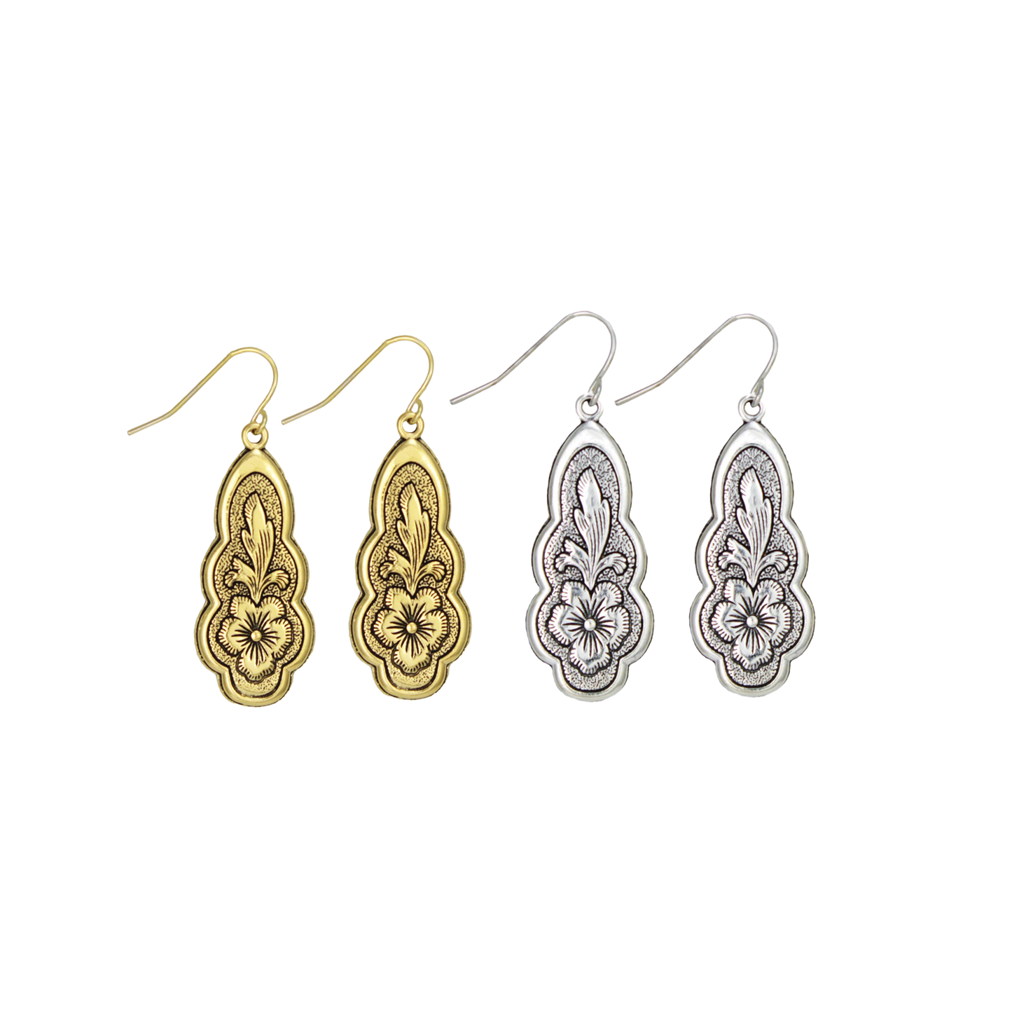 Vintage Floral Flourish Dangle Earrings