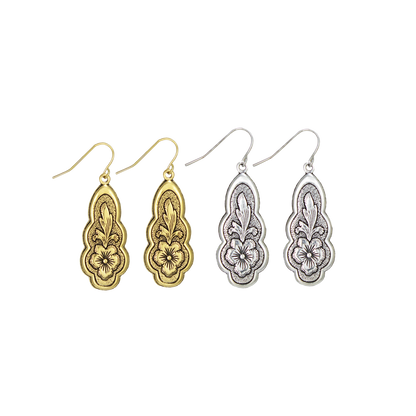 Vintage Floral Flourish Dangle Earrings