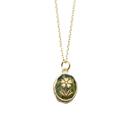 Green Vessonite Flower Necklace