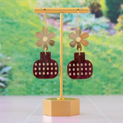 Flower Pot Dangle Earrings