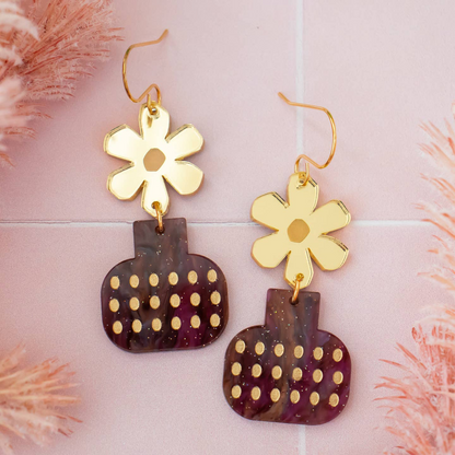 Flower Pot Dangle Earrings