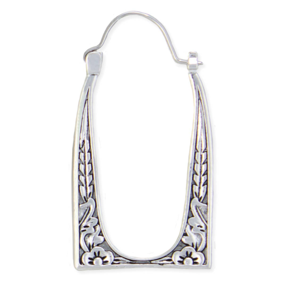 Vintage Frame Silver Hoop Earrings