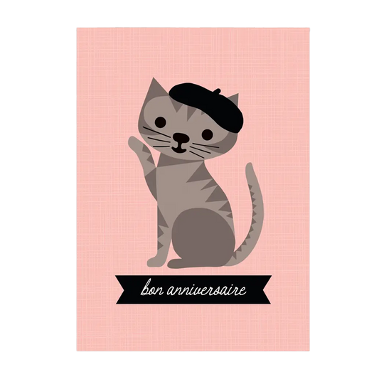 French Kitty Birthday Card