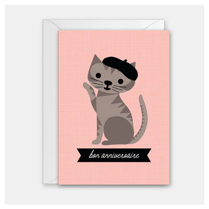 French Kitty Birthday Card