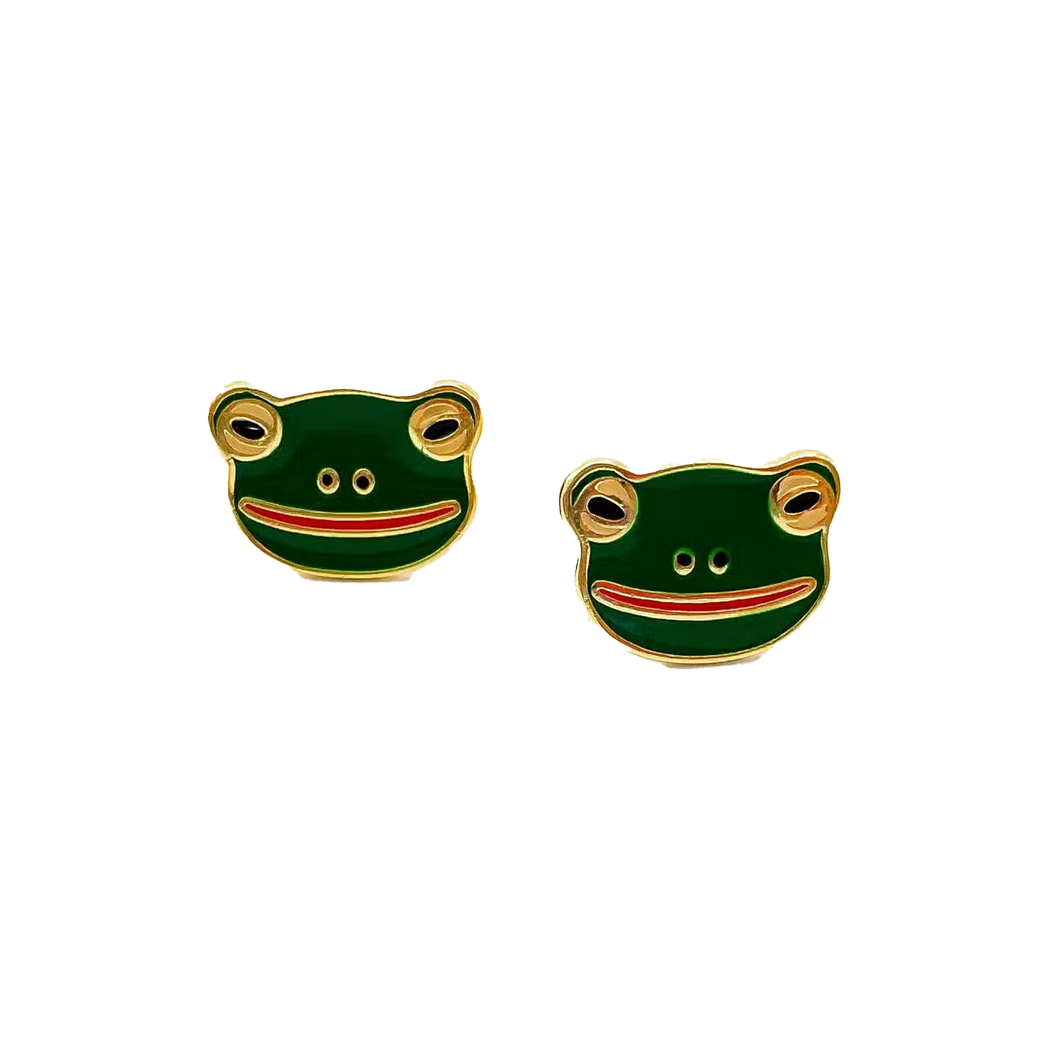 Froggy Enamel Post Earrings