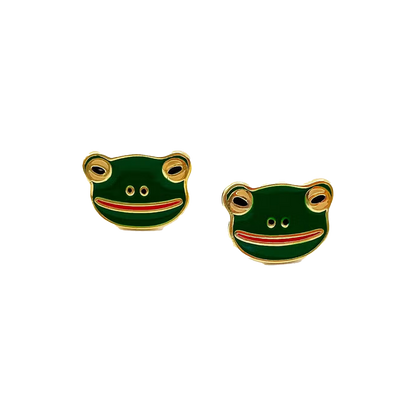 Froggy Enamel Post Earrings
