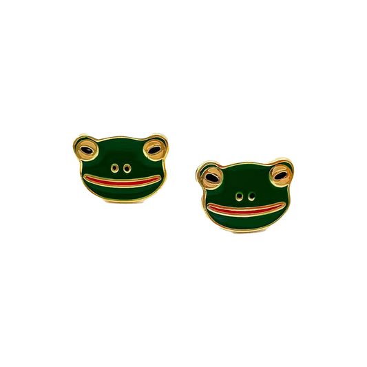 Froggy Enamel Post Earrings