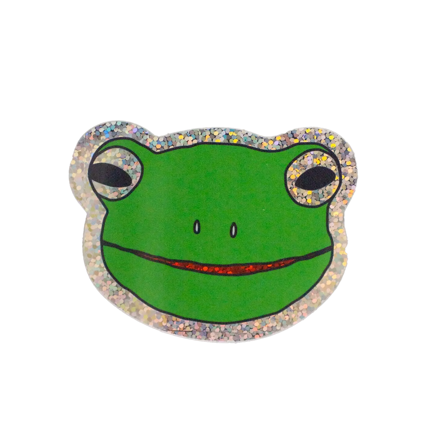 Glitter Green Froggy Face Sticker