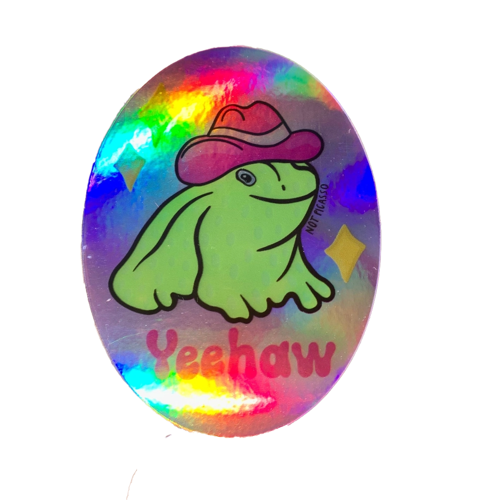 Yeehaw Frog Holographic Sticker