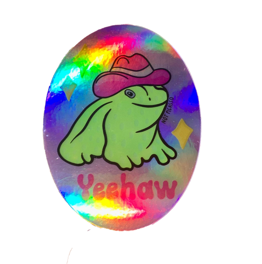 Yeehaw Frog Holographic Sticker
