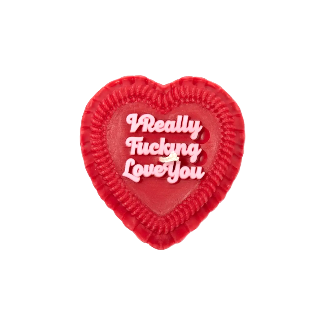 I Really Fucking Love You Heart Cake Candle