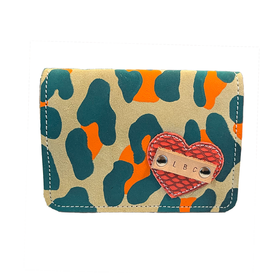 Animal Print Long Beach Up-Cycled Leather Card Wallet