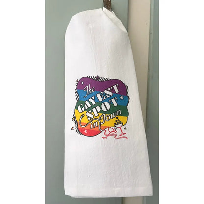 Gayest Spot Rainbow Pride Kitchen Towel