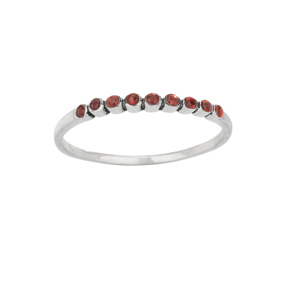 Band Of Garnets Sterling Silver Ring