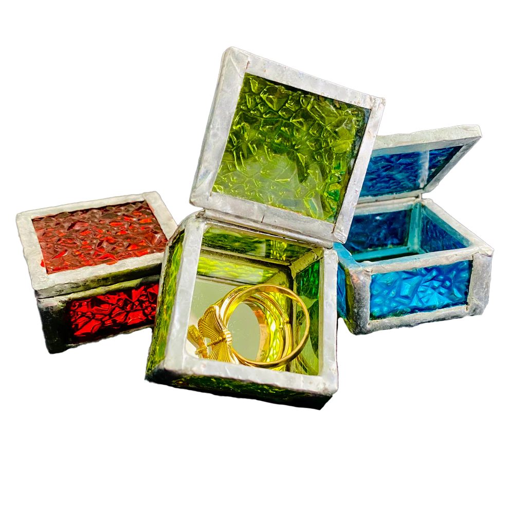 Rainwater Colored Glass Ring Box