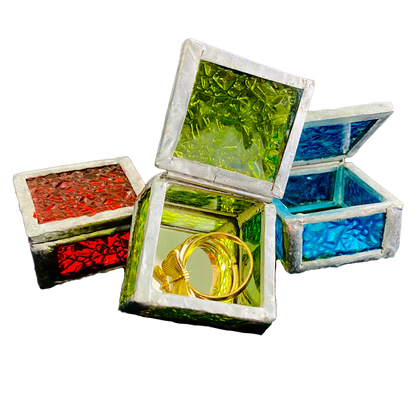 Rainwater Colored Glass Ring Box