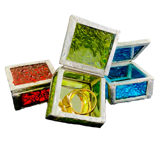 Rainwater Colored Glass Ring Box