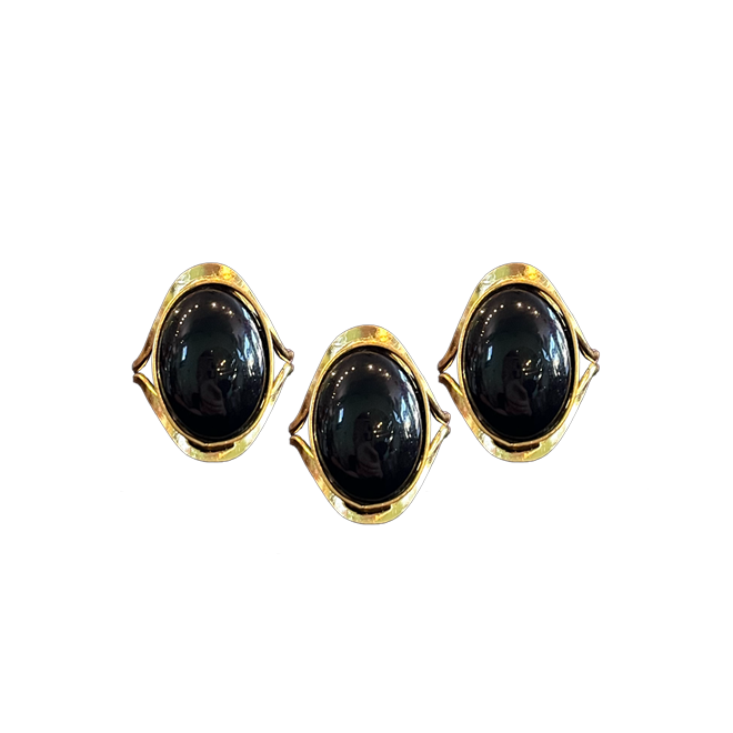 Black Onyx Modern Gold Dipped Ring