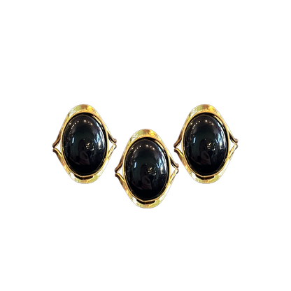 Black Onyx Modern Gold Dipped Ring