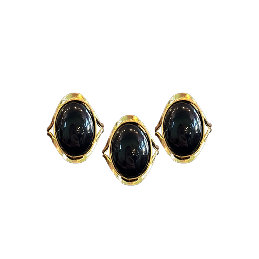 Black Onyx Modern Gold Dipped Ring