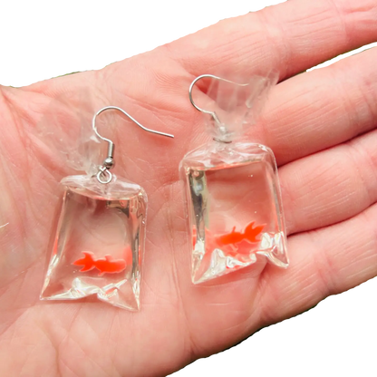 Gold Fish to Go Dangle Earrings