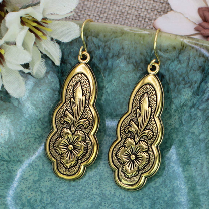 Vintage Floral Flourish Dangle Earrings