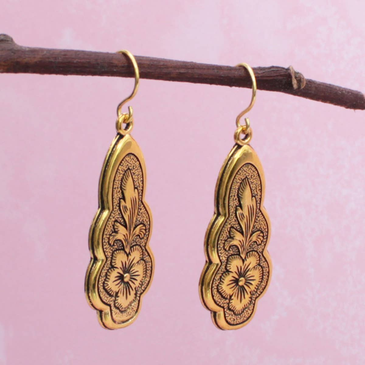 Vintage Floral Flourish Dangle Earrings