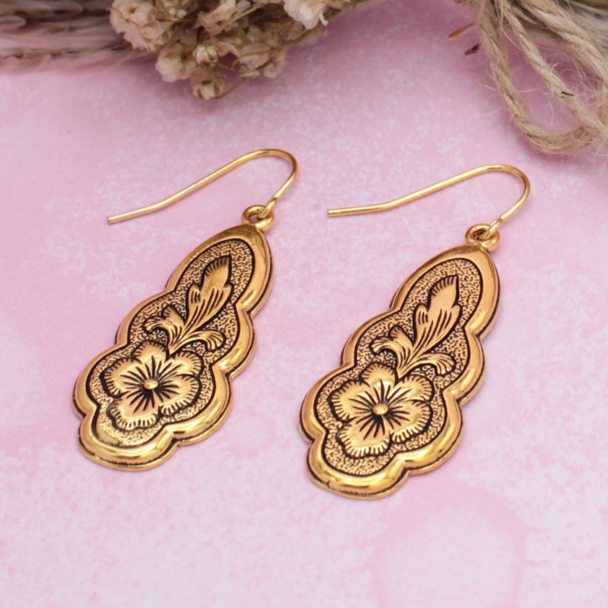 Vintage Floral Flourish Dangle Earrings