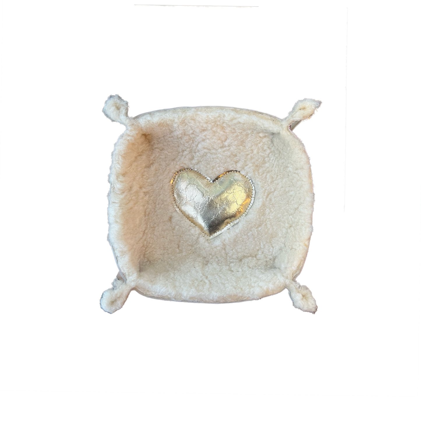 Fluffy Gold Heart Upcycled Leather Catch-All