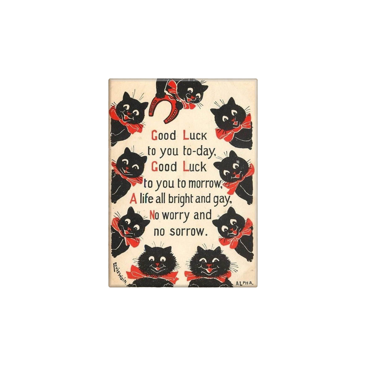 Black Cats Good Luck Vintage Magnet