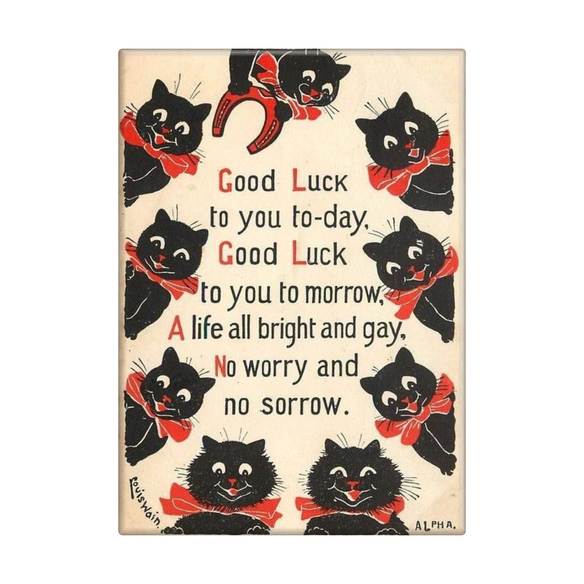 Black Cats Good Luck Vintage Magnet