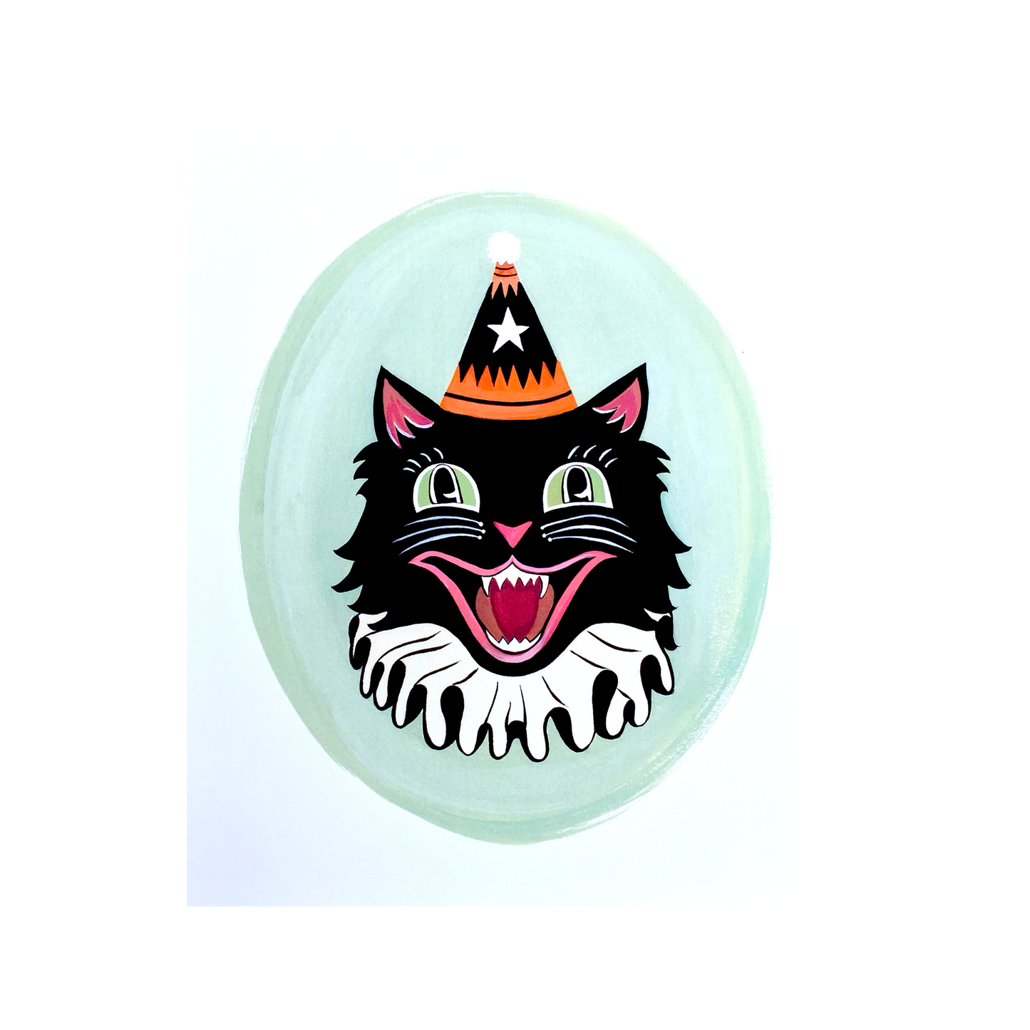 Green Circus Cat Print