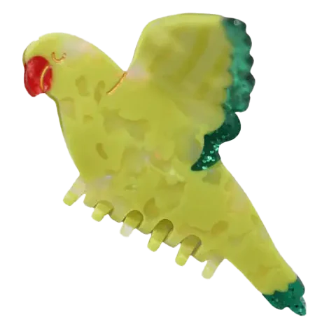 Green Parrot Painted Hair Claw Clip