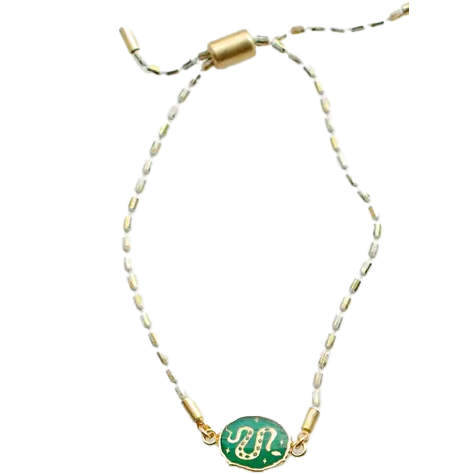 Green Onyx Snake Pull Tie Bracelet