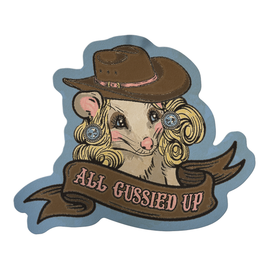 All Gussied Up Possum Sticker