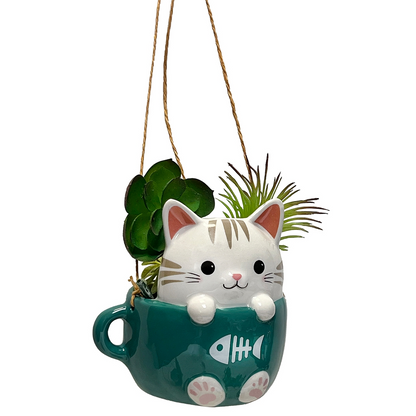 Cats in Cups Mini Hanging Planters