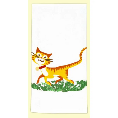 Happy Cat Retro Flour Sack Kitchen Towel