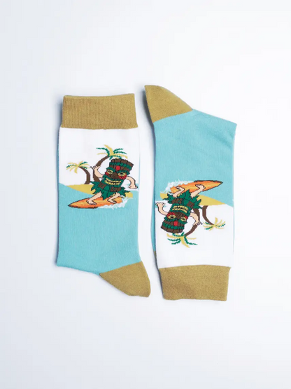 Surfs Up Tiki Hawaiian Tropical - Men's Socks