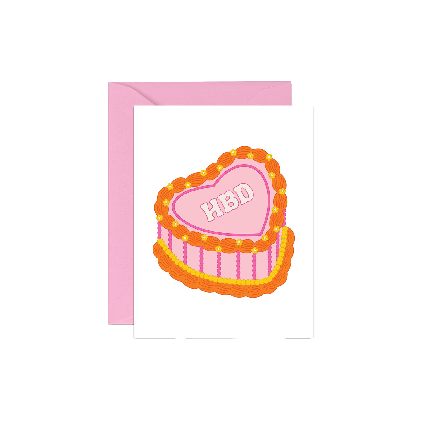 Hbd Vintage Heart Birthday Cake Mini Birthday Card