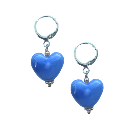 Ceramic Heart Huggie Hoop Dangle Earrings