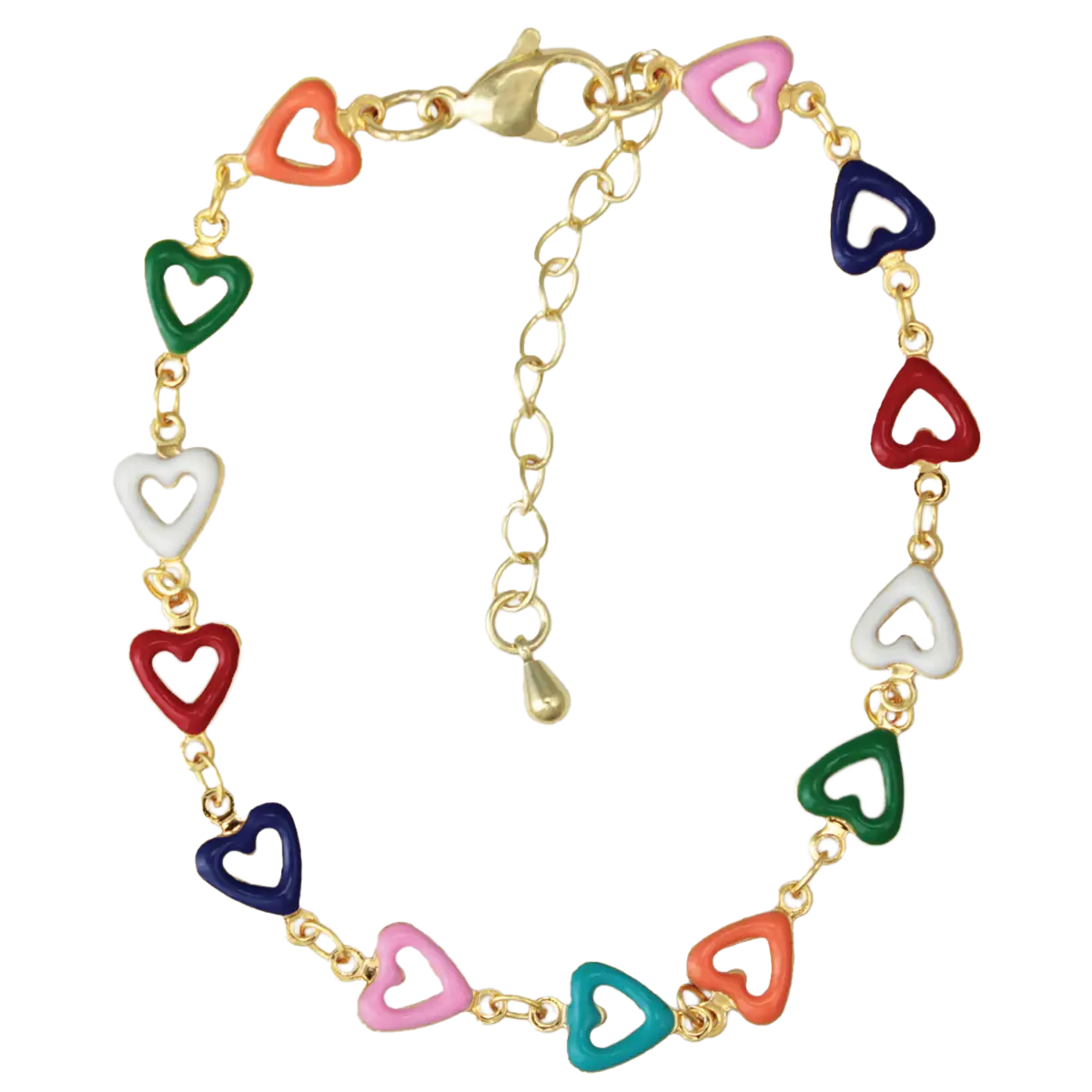 Rainbow Love Heart Bracelet