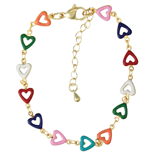 Rainbow Love Heart Bracelet