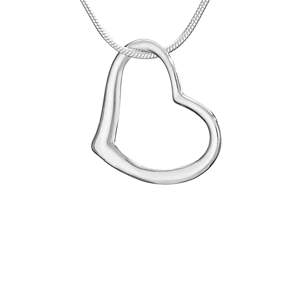 Floating Heart Sterling Silver Necklace