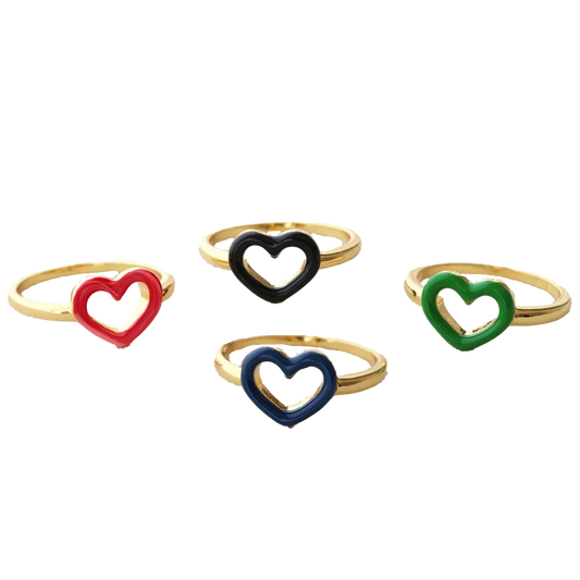 Heart Outline Enamel Ring