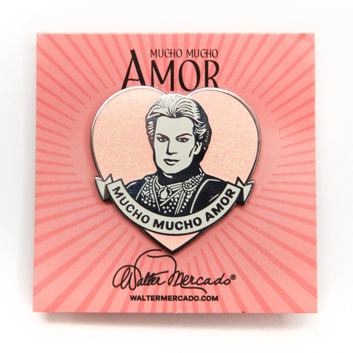 Mucho Mucho Amor Pink Heart Walter Mercado Enamel Pin