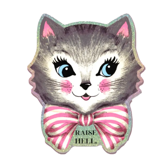 Raise Hell Holographic Cat Sticker